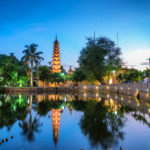 vietnam with lit pagoda