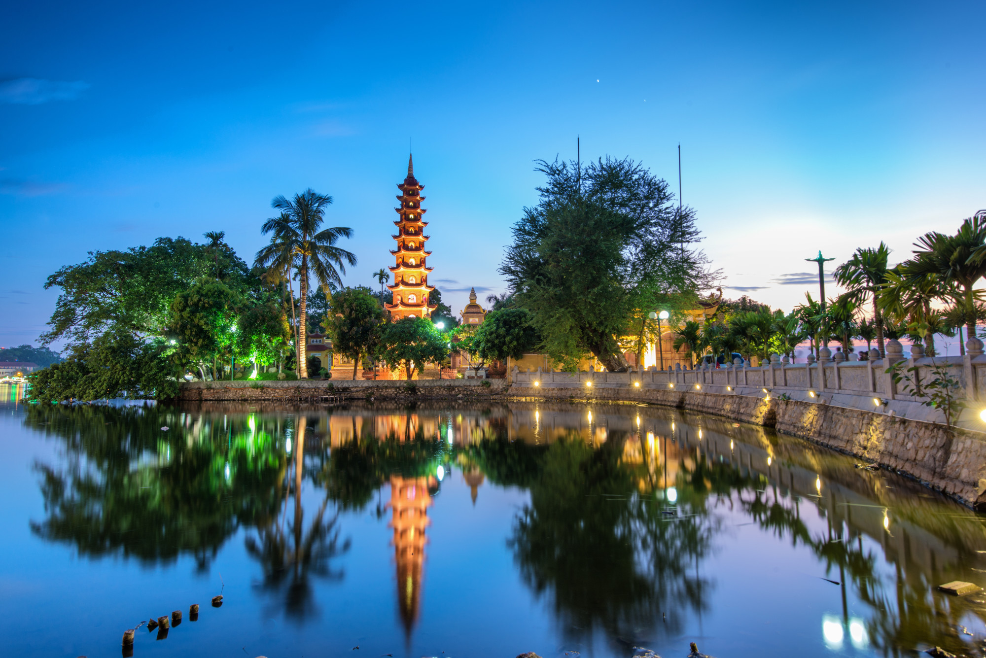 vietnam with lit pagoda