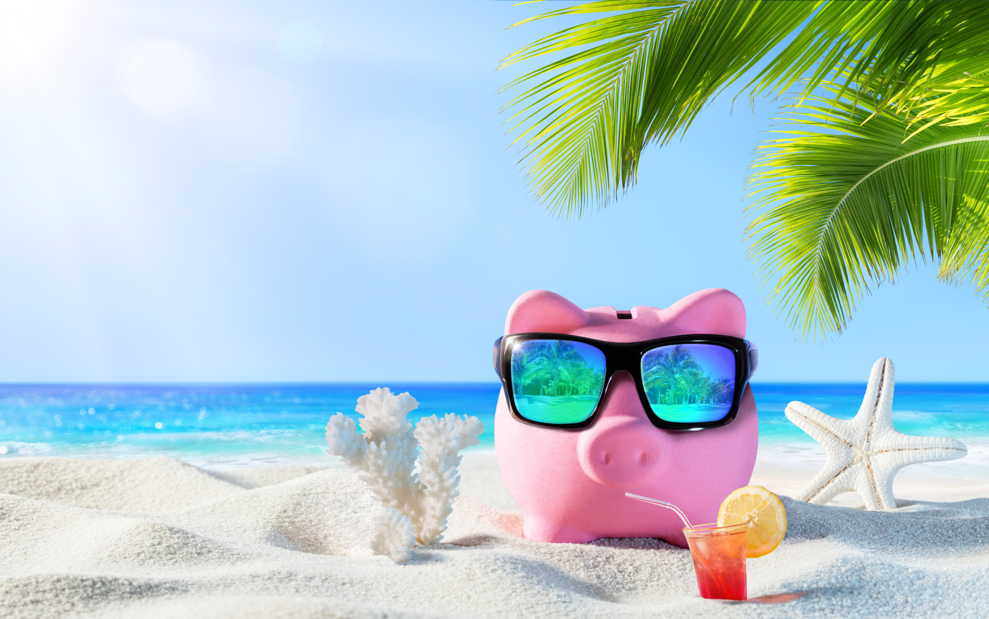 piggy bank on vacation