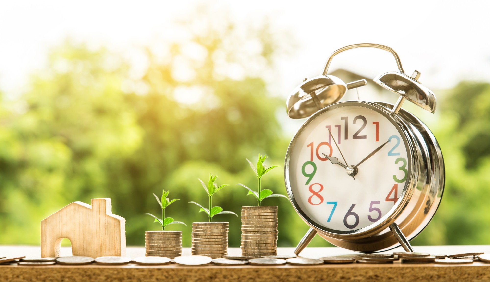 clock and money symbolizing retirement