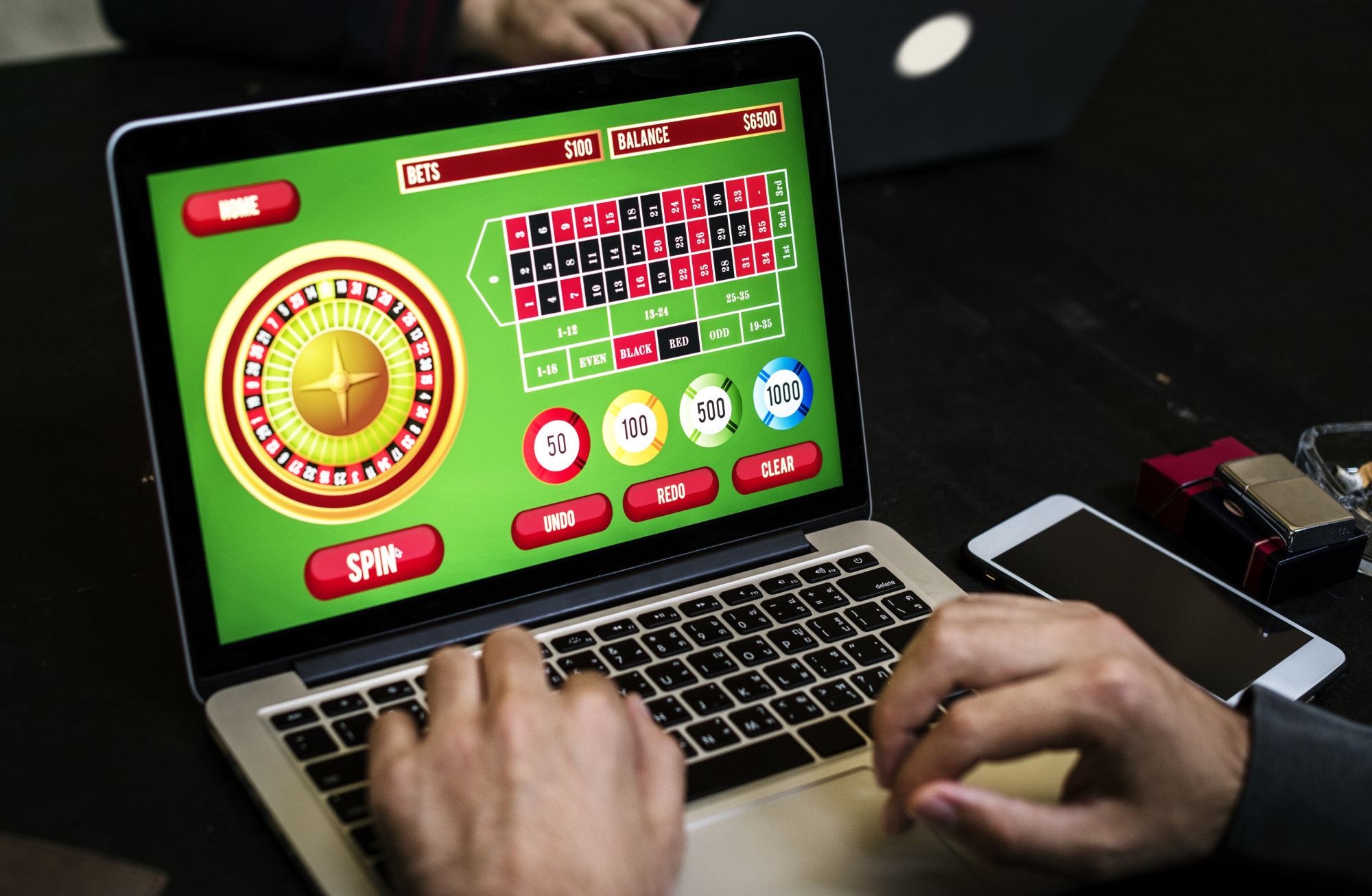 online gambling site on laptop