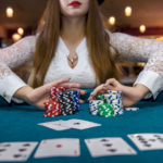 woman in casino betting