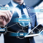 insurance and related text and icons with man