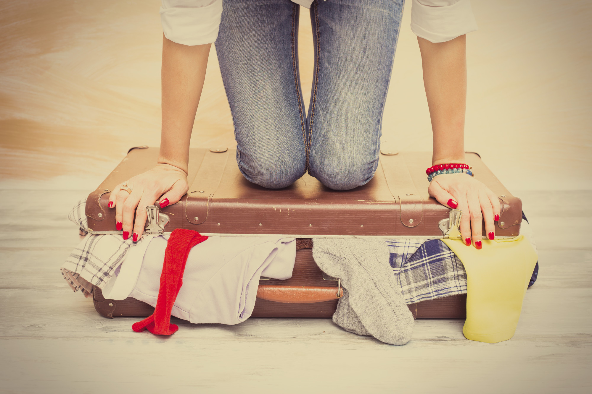 travel suitcase with person on it