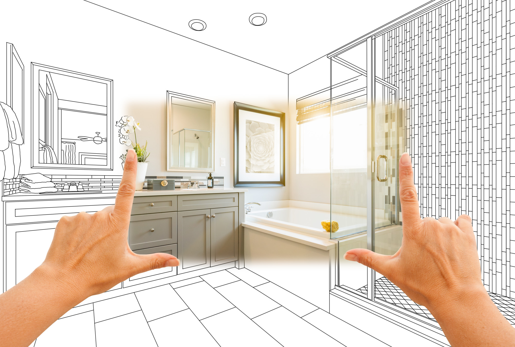 Hands Framing Plan for Bathroom Remodeling
